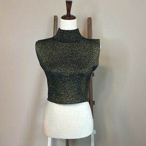 Bechamel II Metallic Shell Crop Top with Turtleneck Size ALL OSFM GUC